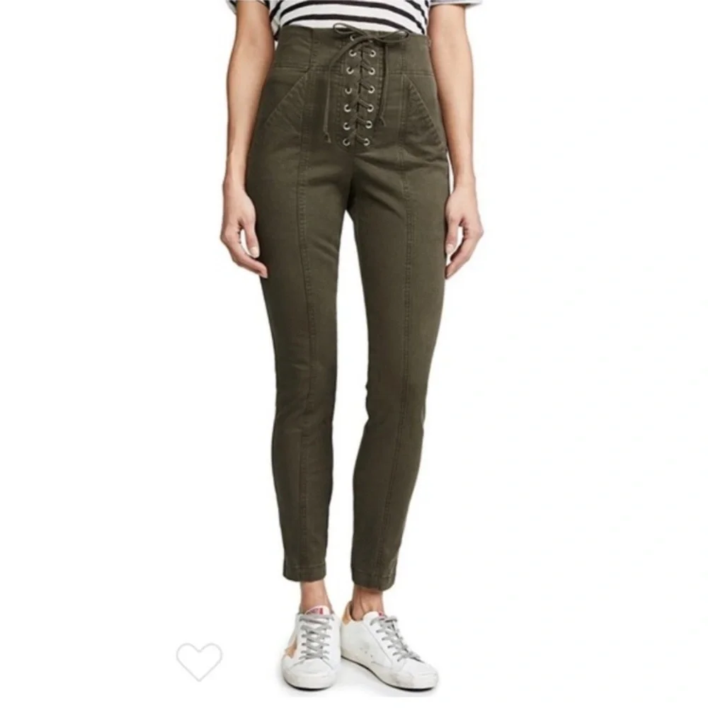 A.L.C. Kyle Pants Thyme Olive Lace-Up & Side Zip High-Waisted Pants